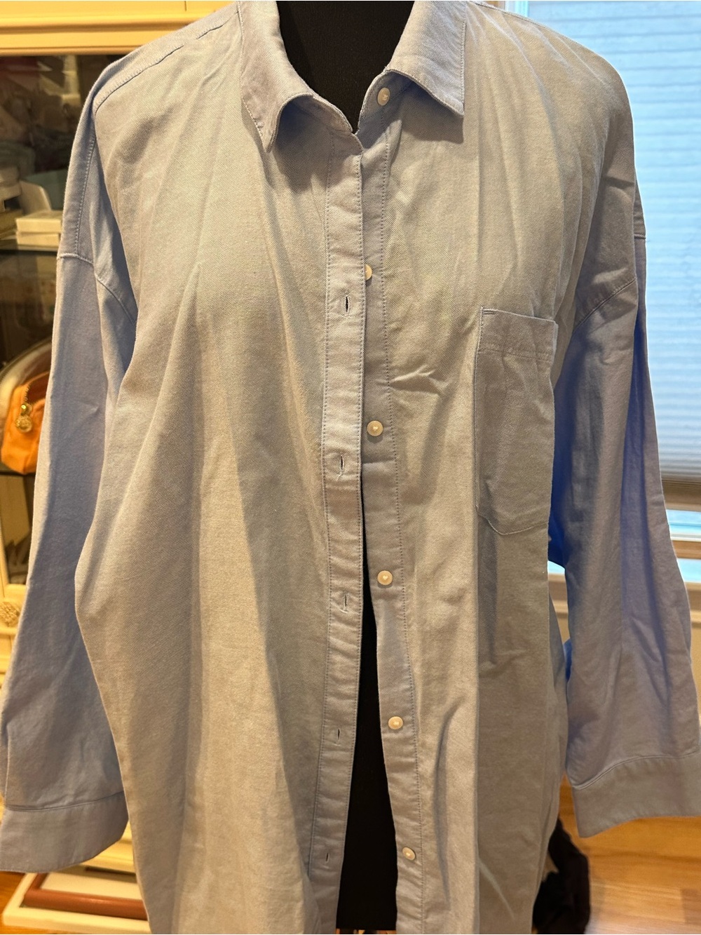 Old Navy Blue Oversized Boyfriend Button Down Shirt